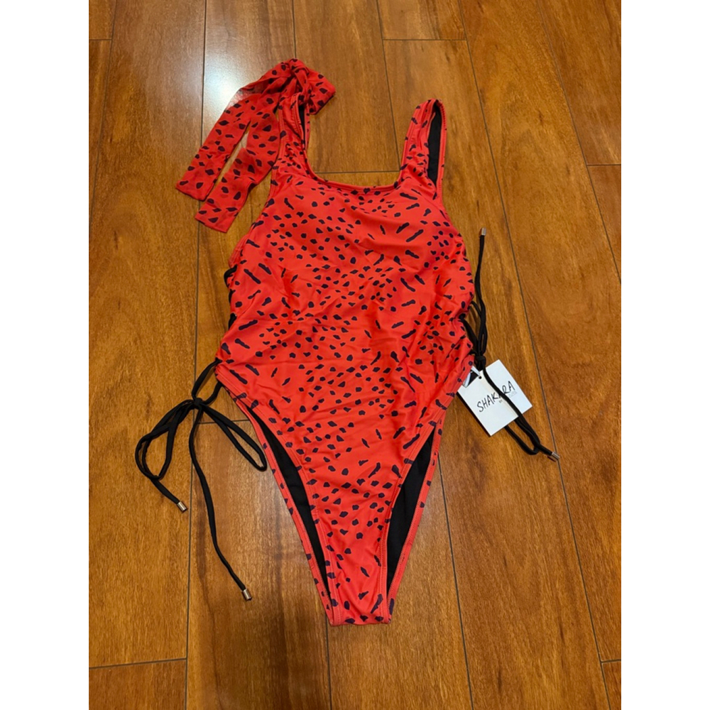 Women's SHAKARA BY OFUURE XL Red Black Patterned One Piece Swimsuit